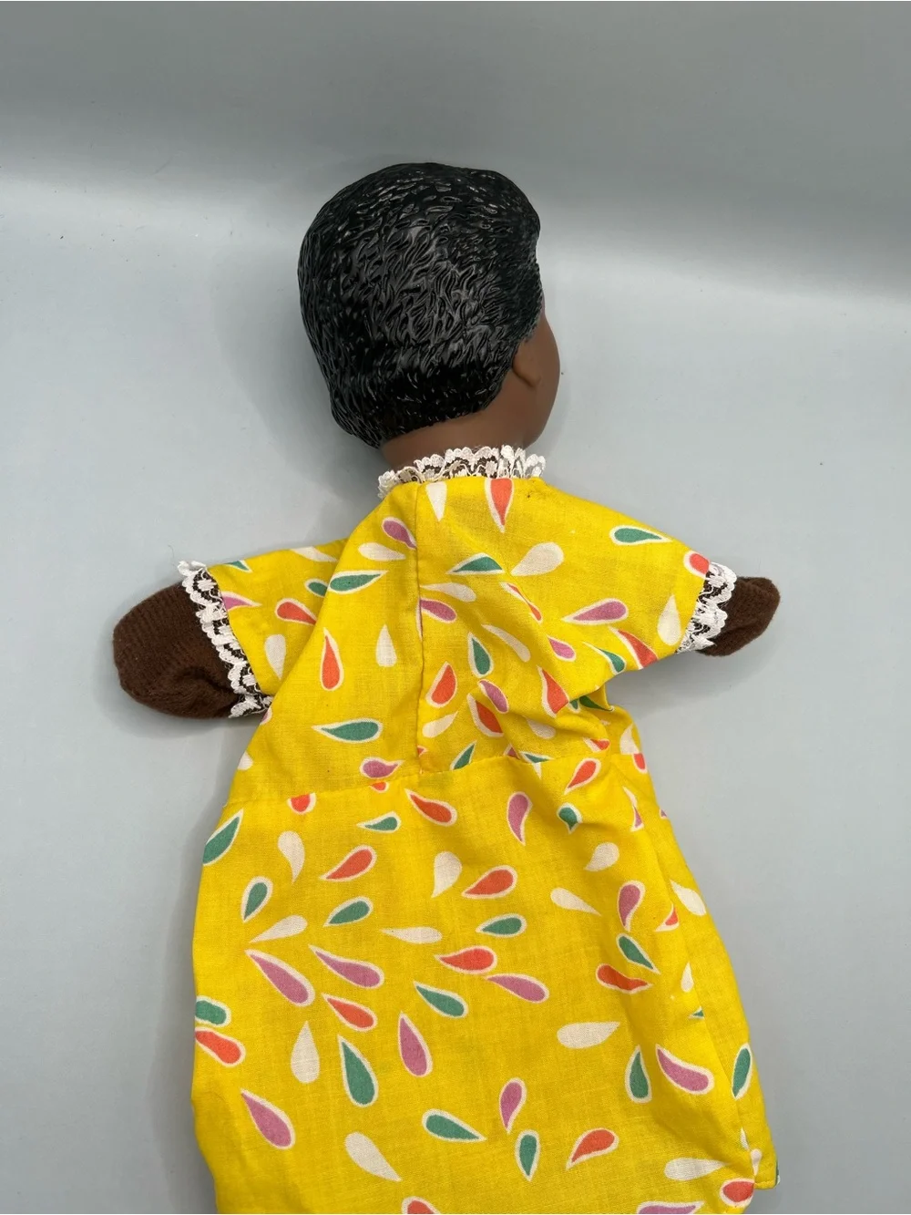 Vintage Learning Resource plastic head hand puppets Dark Skin Black AA Woman